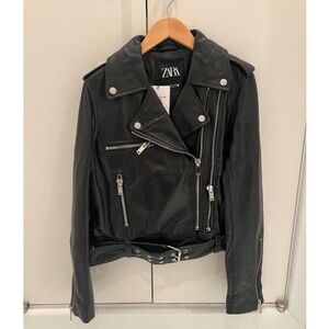 Zara Moto Jacket in Black Leather